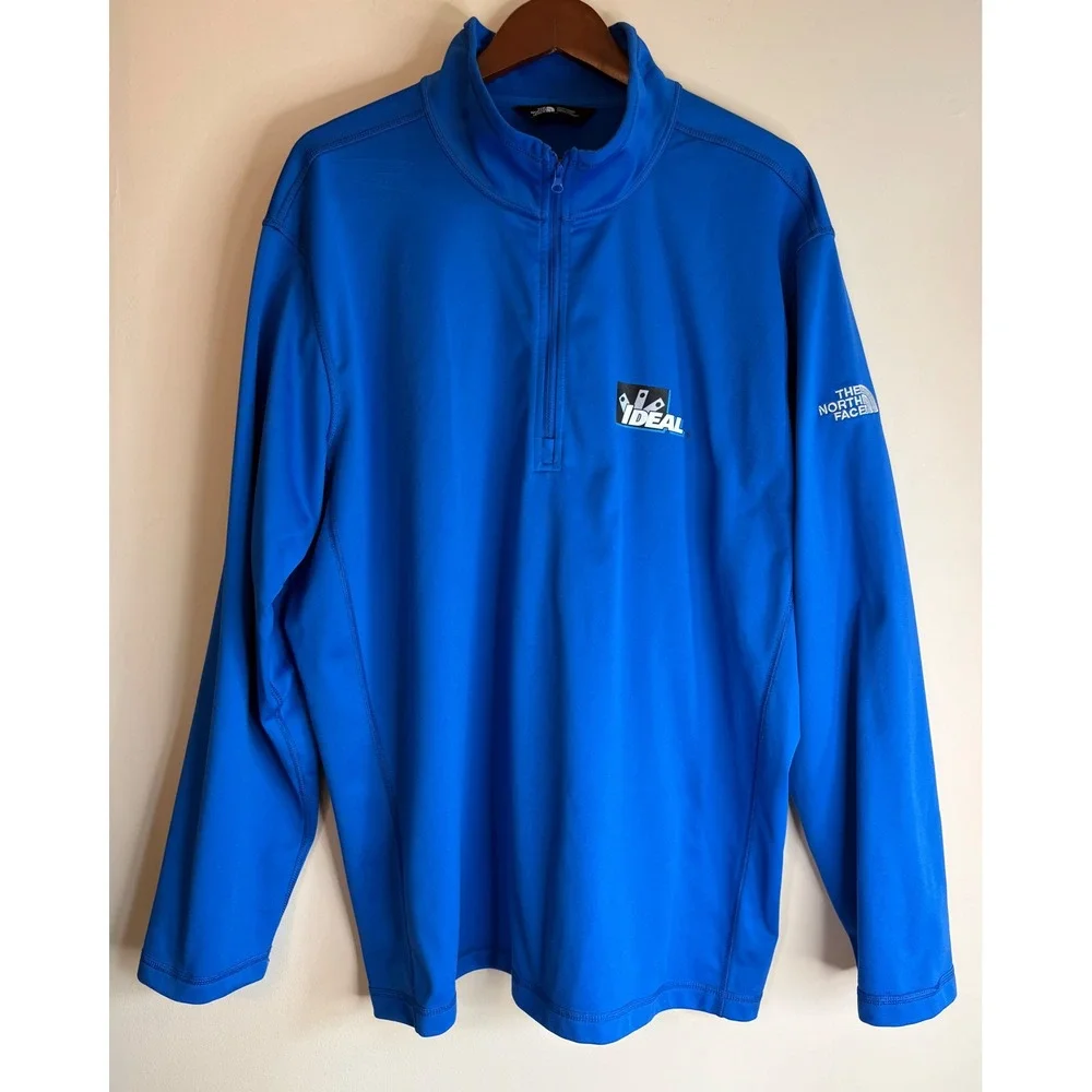 The North Face Tech Mens Blue 1/4 Zip Pullover IDEAL Logo Active Top Size XXL